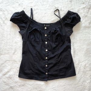 GUESS Jeans corset type black off the shoulder top